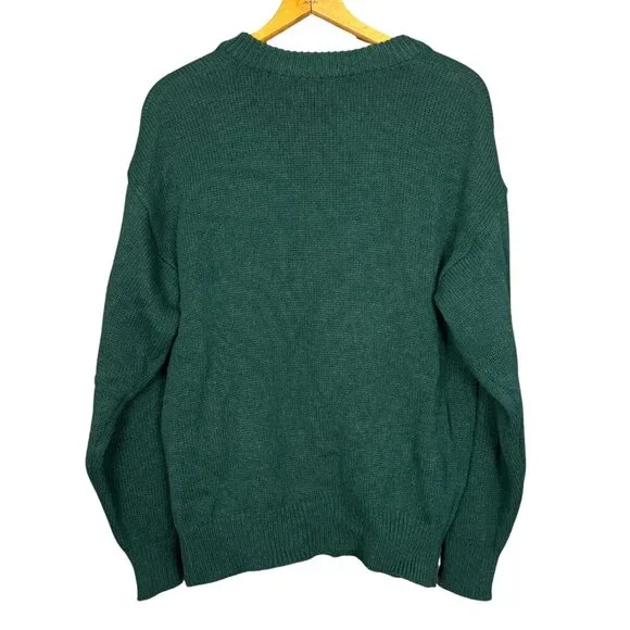 Vintage Forest Green Embroidered Cardigan 90s Woodland Deer Aesthetic Grandpa - Picture 6 of 7